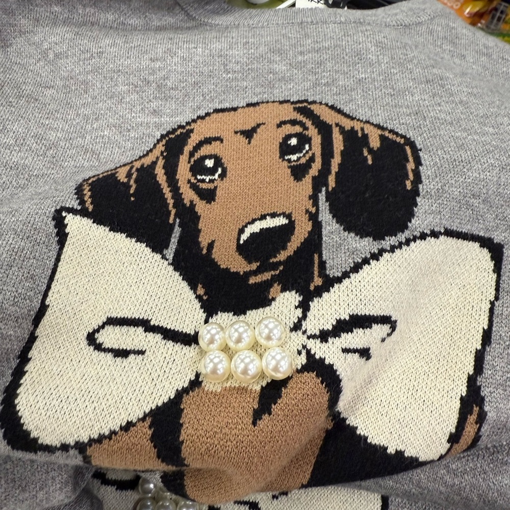 NEW Nikka K Gray Dachshund Sweater GREY LIGHTWEIGHT AND SOFT MEDIUM - Picture 4 of 7